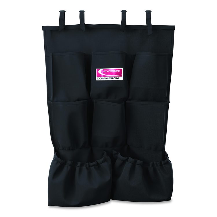 8-Pocket Organizer for Suncast Commercial Full-Size and Compact Housekeeping Carts, 19.5" x 1.67" x 26.83", Black