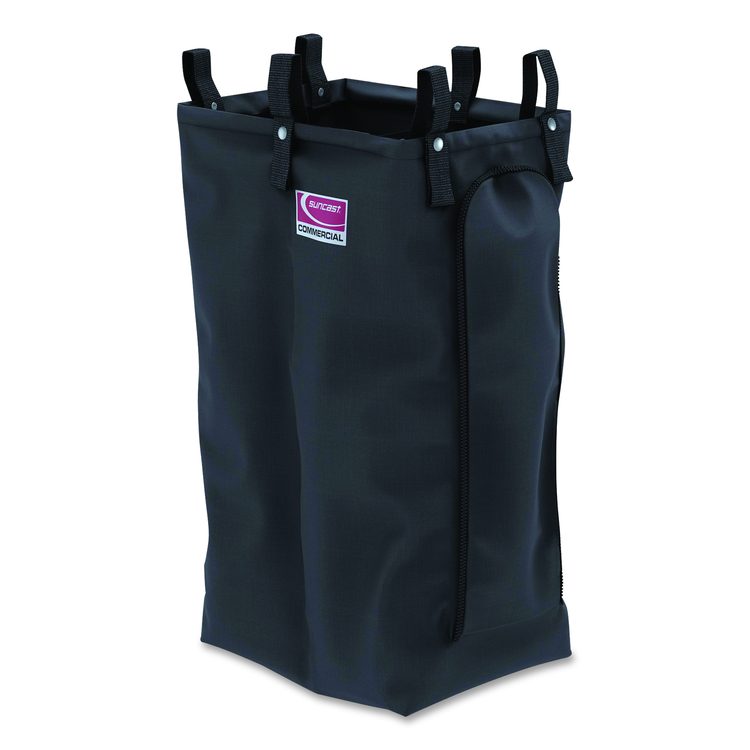 Divided Bag for Suncast Commercial Full-Size and Compact-Size Housekeeping Carts, 25.4 gal, 15.6" x 12.52" x 29.95", Black
