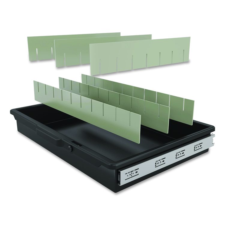 Lockable Slide Drawer with Dividers for Suncast Commercial Full-Size Housekeeping Carts HKC1000/HKC2000, Plastic, Black