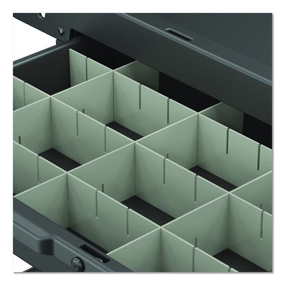 Lockable Slide Drawer with Dividers for Suncast Commercial Full-Size Housekeeping Carts HKC1000/HKC2000, Plastic, Black