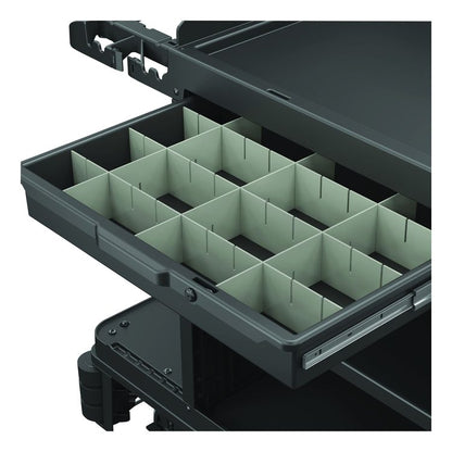 Lockable Slide Drawer with Dividers for Suncast Commercial Full-Size Housekeeping Carts HKC1000/HKC2000, Plastic, Black