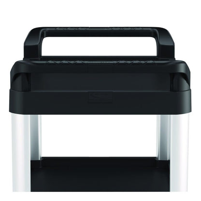 Three-Shelf Service Cart, Metal/Plastic, 3 Shelves, 300 lb Capacity, 20" x 39.85" x 38.17", Black