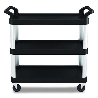 Three-Shelf Service Cart, Metal/Plastic, 3 Shelves, 300 lb Capacity, 20" x 39.85" x 38.17", Black