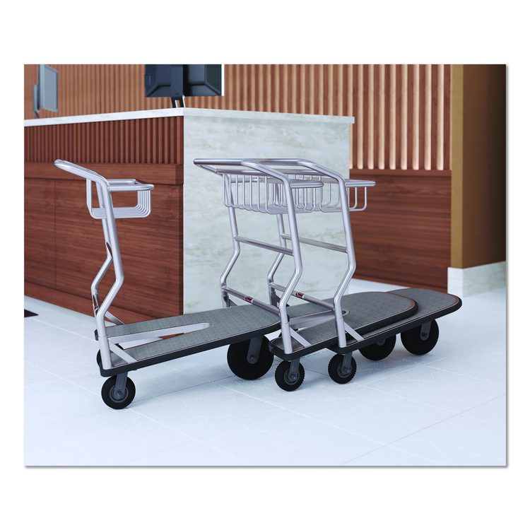 Nesting Luggage Cart with Carpeted Platform, 300 lb Capacity, 27 x 37 x 37.5, Silver/Black