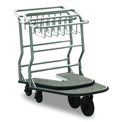 Nesting Luggage Cart with Carpeted Platform, 300 lb Capacity, 27 x 37 x 37.5, Silver/Black