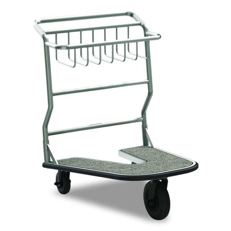 Nesting Luggage Cart with Carpeted Platform, 300 lb Capacity, 27 x 37 x 37.5, Silver/Black
