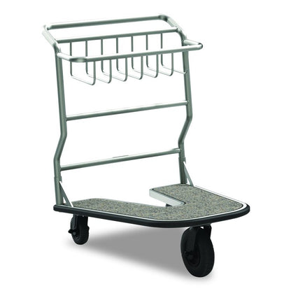 Nesting Luggage Cart with Carpeted Platform, 300 lb Capacity, 27 x 37 x 37.5, Silver/Black