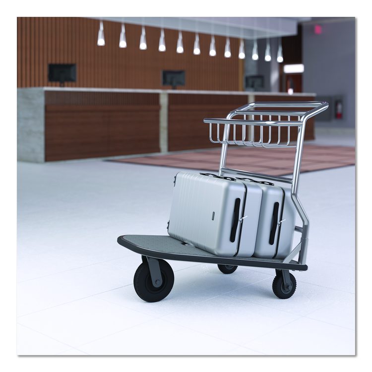 Nesting Luggage Cart with Carpeted Platform, 300 lb Capacity, 27 x 37 x 37.5, Silver/Black