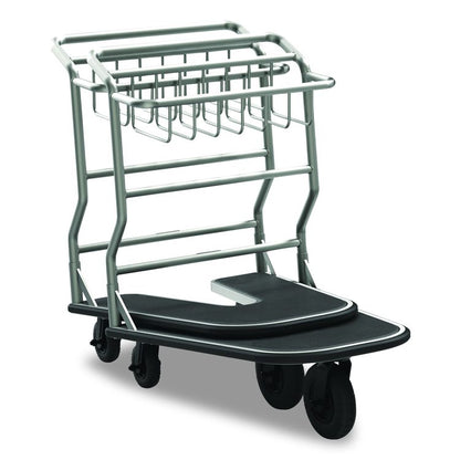 Nesting Luggage Cart with Rubber Platform, Capacity, 300 lb Capacity, 27 x 37 x 37.5, Silver/Black
