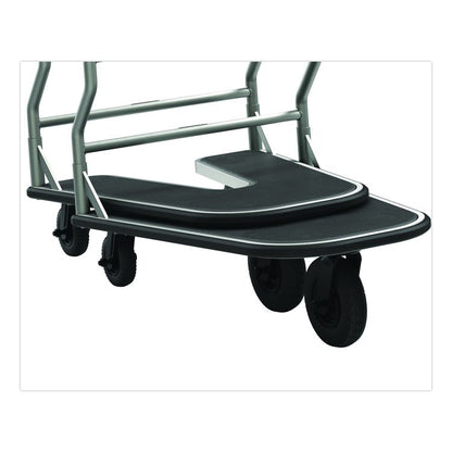 Nesting Luggage Cart with Rubber Platform, Capacity, 300 lb Capacity, 27 x 37 x 37.5, Silver/Black