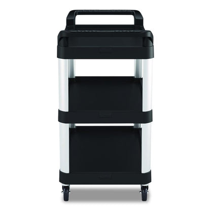 Three-Shelf Service Cart, Metal/Plastic, 3 Shelves, 300 lb Capacity, 20" x 39.85" x 38.17", Black