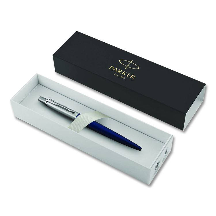 Jotter Ballpoint Pen, Retractable, Medium 1 mm, Blue Ink, Royal Blue/Chrome Barrel