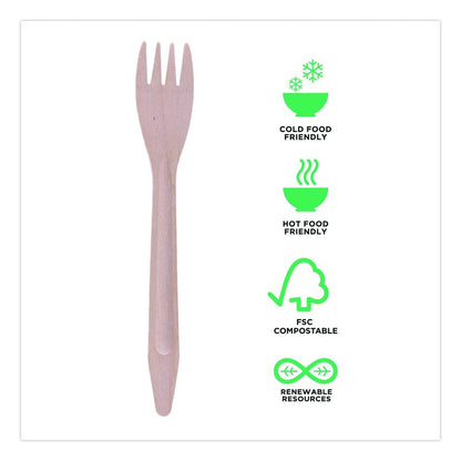 Wood Cutlery, General Purpose Fork, Natural, 500/Carton