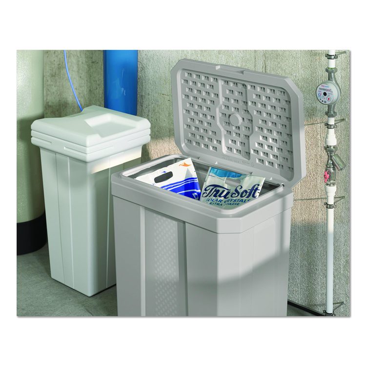 Salt Box, 28 gal, 23.75 x 15.75 x 23.75. Dove Gray