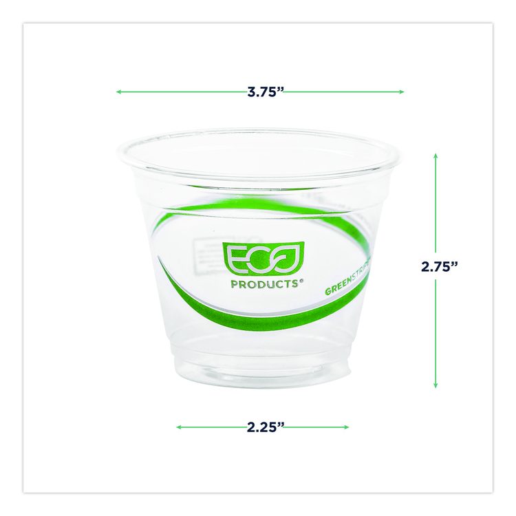 GreenStripe Renewable and Compostable Cold Cups, 9 oz, Plastic, Clear, 50/Pack, 20 Packs/Carton