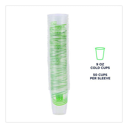 GreenStripe Renewable and Compostable Cold Cups, 9 oz, Plastic, Clear, 50/Pack, 20 Packs/Carton