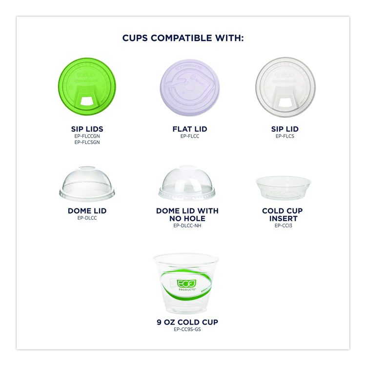 GreenStripe Renewable and Compostable Cold Cups, 9 oz, Plastic, Clear, 50/Pack, 20 Packs/Carton