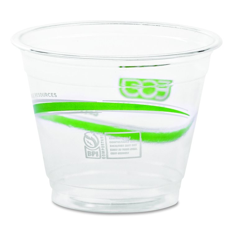 GreenStripe Renewable and Compostable Cold Cups, 9 oz, Plastic, Clear, 50/Pack, 20 Packs/Carton