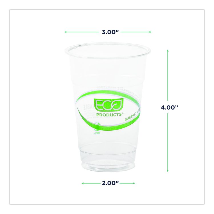 GreenStripe PLA Cold Cups, 10 oz, Plastic, Clear, 1,000/Carton