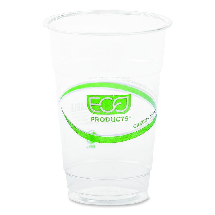GreenStripe PLA Cold Cups, 10 oz, Plastic, Clear, 1,000/Carton