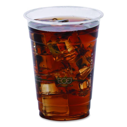 GreenStripe Renewable and Compostable Cold Cups Convenience Pack, 16 oz, Plastic, Clear, 50/Pack