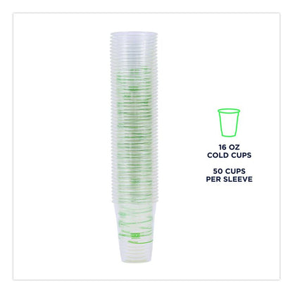 GreenStripe Renewable and Compostable Cold Cups Convenience Pack, 16 oz, Plastic, Clear, 50/Pack