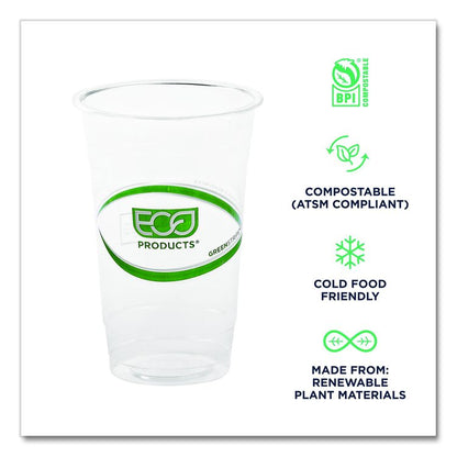 GreenStripe Renewable and Compostable Cold Cups, 20 oz, Plastic, Clear, 50/Pack, 20 Packs/Carton