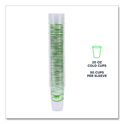 GreenStripe Renewable and Compostable Cold Cups, 20 oz, Plastic, Clear, 50/Pack, 20 Packs/Carton