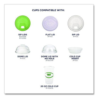 GreenStripe Renewable and Compostable Cold Cups, 20 oz, Plastic, Clear, 50/Pack, 20 Packs/Carton