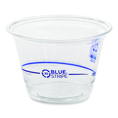 BlueStripe 25% Recycled Content Cold Cups, 9 oz, Plastic, Clear/Blue, 50/Pack, 20 Packs/Carton