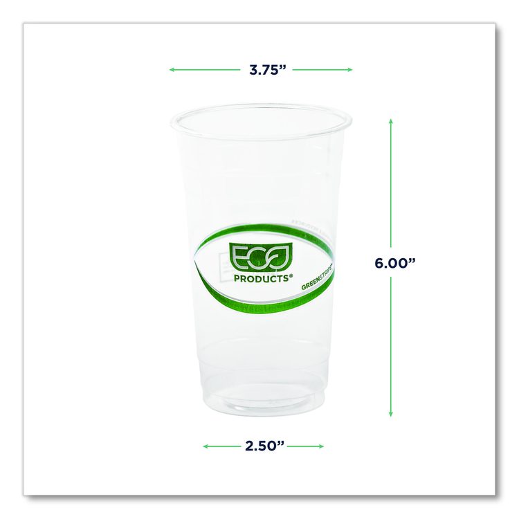 GreenStripe Renewable and Compostable PLA Cold Cups, 24 oz, Plastic, Clear, 50/Pack, 20 Packs/Carton