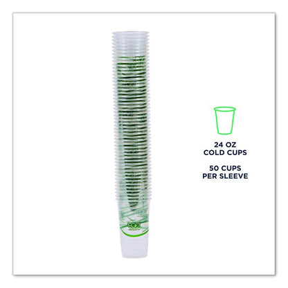 GreenStripe Renewable and Compostable PLA Cold Cups, 24 oz, Plastic, Clear, 50/Pack, 20 Packs/Carton