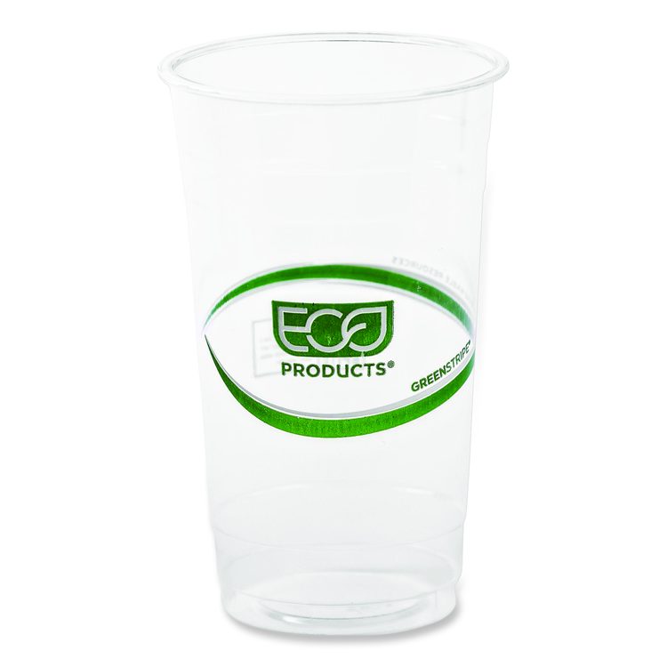 GreenStripe Renewable and Compostable PLA Cold Cups, 24 oz, Plastic, Clear, 50/Pack, 20 Packs/Carton