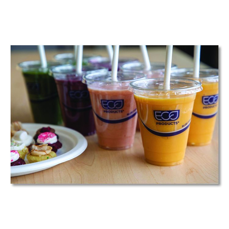 BlueStripe 25% Recycled Content Cold Cups, 9 oz, Plastic, Clear/Blue, 50/Pack, 20 Packs/Carton