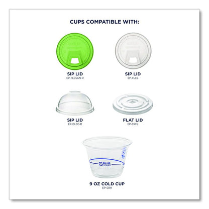 BlueStripe 25% Recycled Content Cold Cups, 9 oz, Plastic, Clear/Blue, 50/Pack, 20 Packs/Carton