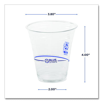 BlueStripe 25% Recycled Content Cold Cups, 12 oz, Plastic, Clear/Blue, 50/Pack, 20 Packs/Carton