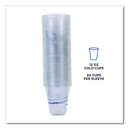 BlueStripe 25% Recycled Content Cold Cups, 12 oz, Plastic, Clear/Blue, 50/Pack, 20 Packs/Carton