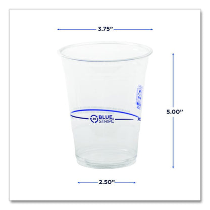 BlueStripe 25% Recycled Content Cold Cups, 16 oz, Plastic, Clear/Blue, 50/Pack, 20 Packs/Carton