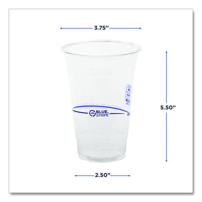 BlueStripe 25% Recycled Content Cold Cups, 20 oz, Plastic, Clear/Blue, 1,000/Carton