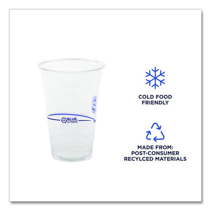 BlueStripe 25% Recycled Content Cold Cups, 20 oz, Plastic, Clear/Blue, 1,000/Carton