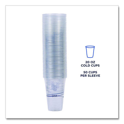 BlueStripe 25% Recycled Content Cold Cups, 20 oz, Plastic, Clear/Blue, 1,000/Carton