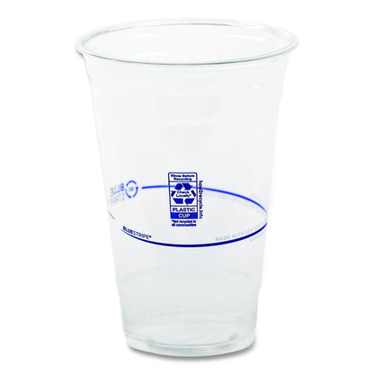 BlueStripe 25% Recycled Content Cold Cups, 20 oz, Plastic, Clear/Blue, 1,000/Carton