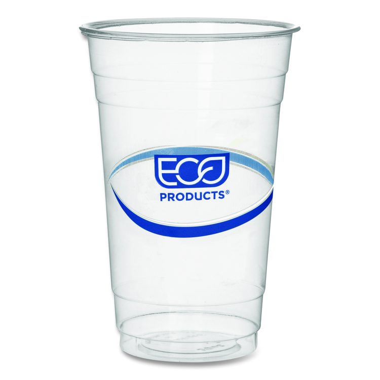 BlueStripe 25% Recycled Content Cold Cups, 20 oz, Plastic, Clear/Blue, 1,000/Carton