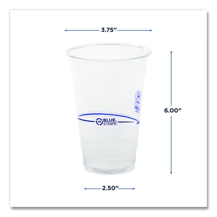 BlueStripe Recycled Content Clear Plastic Cold Drink Cups, 24 oz, 600/Carton