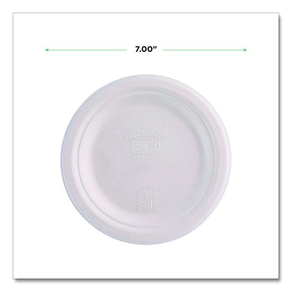 Vanguard Renewable and Compostable Sugarcane Plates, 7" dia, White, 1,000/Carton