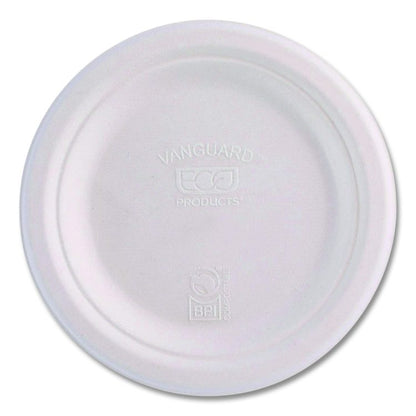 Vanguard Renewable and Compostable Sugarcane Plates, 7" dia, White, 1,000/Carton