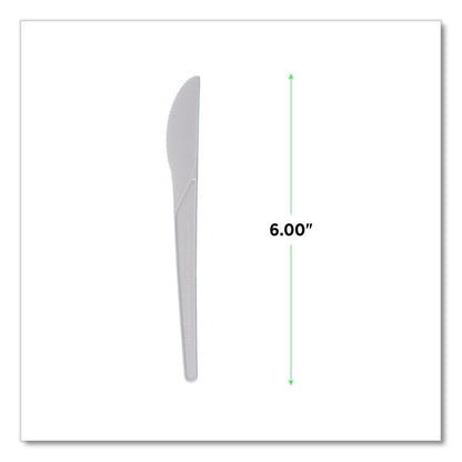 Plantware Compostable Cutlery, Knife, Plastic, Pearl White, 50/Pack, 20 Packs/Carton