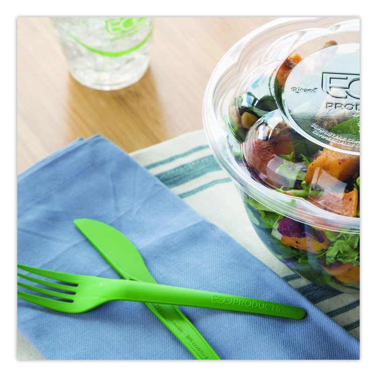 Plantware Compostable Cutlery, Knife, Plastic, Green, 1,000/Carton