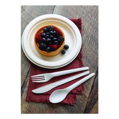 Plantware Compostable Cutlery, Fork, Plastic, White, 1,000/Carton