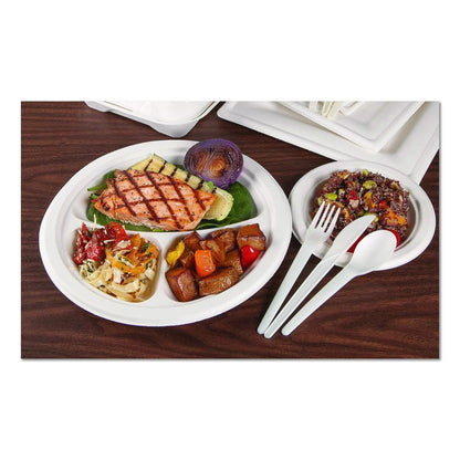 Plantware Compostable Cutlery, Spoon, Plastic, Pearl White, 50/Pack, 20 Pack/Carton